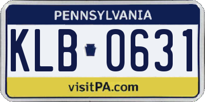 PA license plate KLB0631