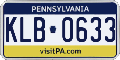PA license plate KLB0633