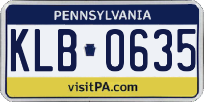 PA license plate KLB0635