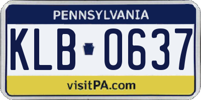 PA license plate KLB0637