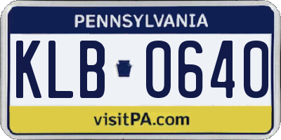 PA license plate KLB0640