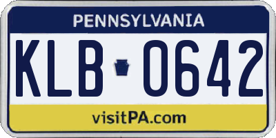 PA license plate KLB0642