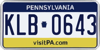 PA license plate KLB0643