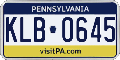 PA license plate KLB0645