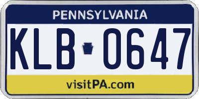PA license plate KLB0647