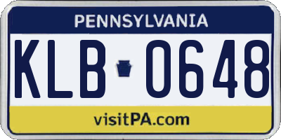 PA license plate KLB0648