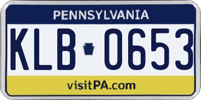 PA license plate KLB0653
