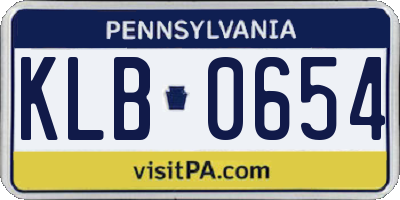 PA license plate KLB0654