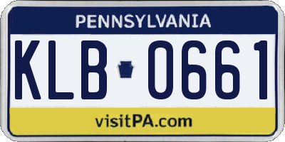 PA license plate KLB0661