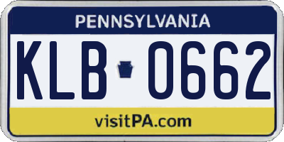 PA license plate KLB0662