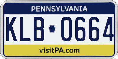 PA license plate KLB0664
