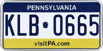 PA license plate KLB0665