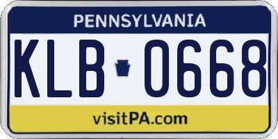 PA license plate KLB0668