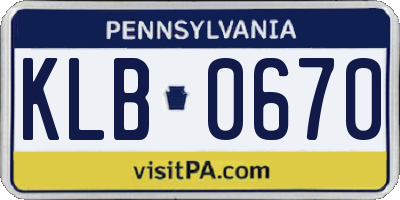PA license plate KLB0670