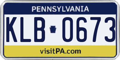PA license plate KLB0673