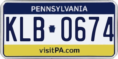 PA license plate KLB0674