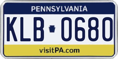 PA license plate KLB0680