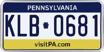 PA license plate KLB0681