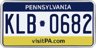 PA license plate KLB0682