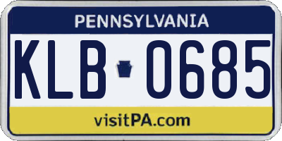 PA license plate KLB0685