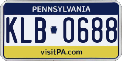 PA license plate KLB0688