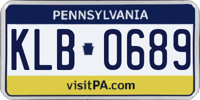 PA license plate KLB0689