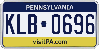 PA license plate KLB0696