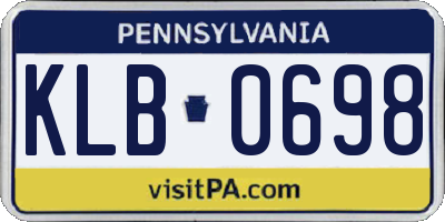 PA license plate KLB0698