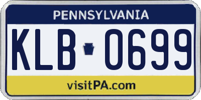 PA license plate KLB0699