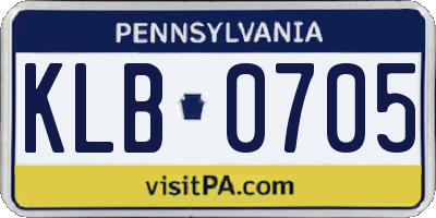 PA license plate KLB0705