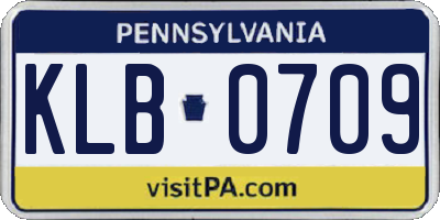 PA license plate KLB0709