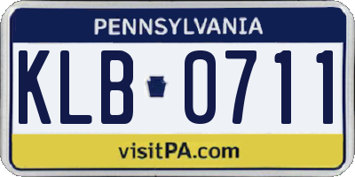 PA license plate KLB0711