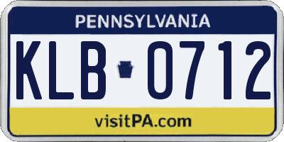 PA license plate KLB0712