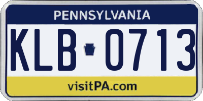 PA license plate KLB0713
