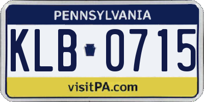PA license plate KLB0715