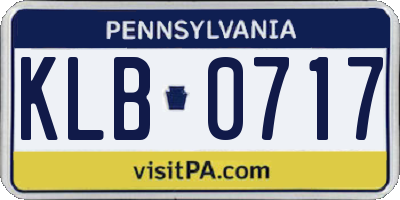 PA license plate KLB0717