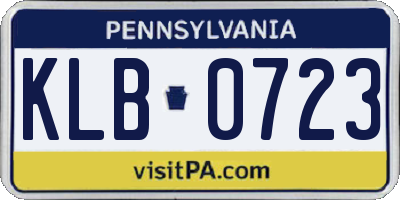 PA license plate KLB0723