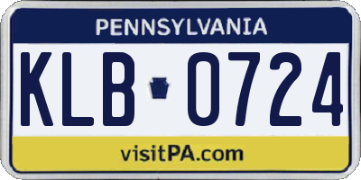 PA license plate KLB0724