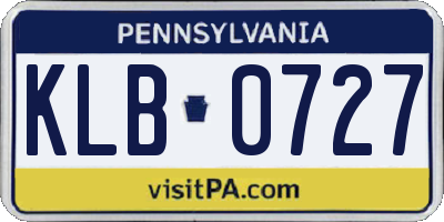 PA license plate KLB0727