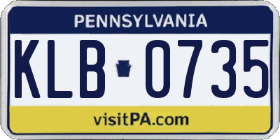 PA license plate KLB0735