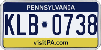 PA license plate KLB0738