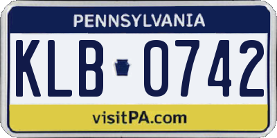 PA license plate KLB0742