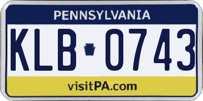 PA license plate KLB0743