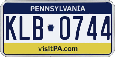 PA license plate KLB0744