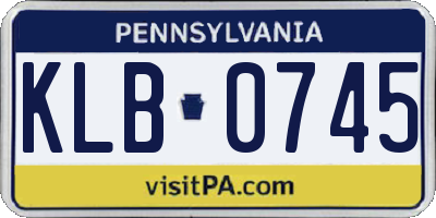 PA license plate KLB0745