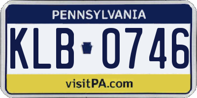 PA license plate KLB0746