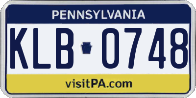 PA license plate KLB0748