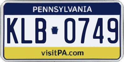PA license plate KLB0749