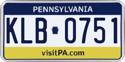 PA license plate KLB0751