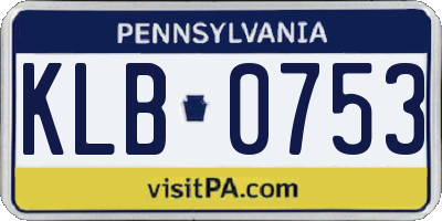 PA license plate KLB0753